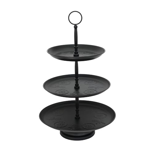 Etagere BLOMSTER schwarz aus Metall mit skandinavischem Blumenmuster Metalletagere