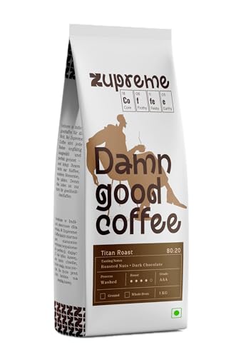 Image of Zupreme Premium Coffee Titan Roast 80:20, Arabica Robusta Coffee Beans, Medium Roast, Strong Rich & Full Bodied, Freshly Roasted, Ideal for Espresso Filter & Milk Coffee