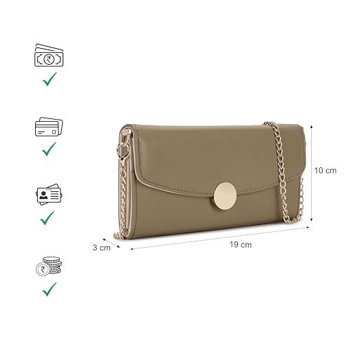 Image of Fastrack Women's Linklet Clutch | Detachable Chain, Card & Cash Slots, Magnetic Flap | Modern Evening Bag | 6 Months Warranty
