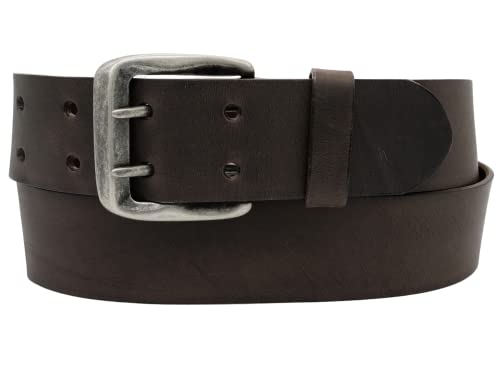 AnnaMatoni Leder Gürtel Herren in Premium Rindleder in Vintage Look mit Doppeldorn Schließe 4,5cm Breit Herren Ledergürtel Echt Leder Gürtel (Mokka 690, TW95-110cm Gesamtlänge)