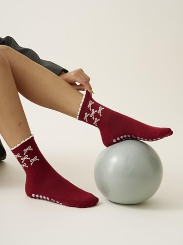Image of Shapes Studio Half Calf Grip Socks, Cute Fruit Pilates Socks, Ruffle Socks, Non-Slip for Barre Yoga