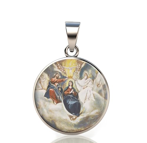 Lady Coronation Of The Virgin Mary 925 Sterling Silver Pendant Christian Medal