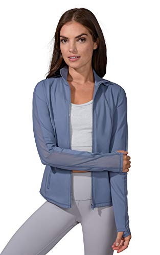 91 Degree By Reflex Womens Full Zip Mesh Detail Running Track Jacket