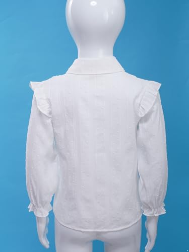 YiZYiF Girls' Long Sleeve Button Down Shirt Cotton Oxford Blouse Tops Kids School Uniform Ruffle Dress Shirts3