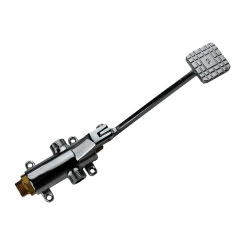 Repuesto Técnico | Grifo Pedal Mezclador para Agua Fría y Caliente | Control por Presión con el Pie | Acabado Cromado | Uso Intensivo en Cocinas Industriales, Hostelería y Sanidad