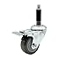 Polyurethane Swivel Expanding Stem Caster w/3.5" x 1.25" Gray Wheel and 3/4" Stem & Total Locking Brake - 300 lbs Capacity/Caster - Service Caster Brand