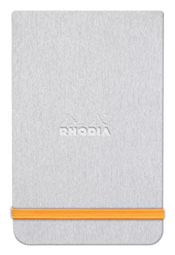 RHODIA 194374C, Hard Notebook Webnotepad Silver, A5, Lined, 192 Detachable Pages, Clairefontaine Ivory Paper 90 g/m, Bookmark