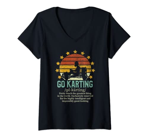 Womens Go Karting Funny Fake Definition Vintage Go Cart Lover Gift V-Neck T-Shirt