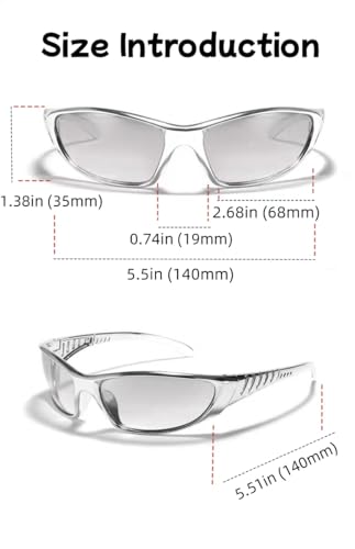 Futuristic Sunglasses,Men's and Women's Fashionable Sunglasses,Wrap Around Y2K Sunglasses for Men Women.2