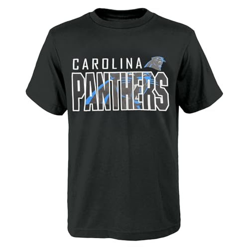 NFL Kids Youth Boys 4-18 Officially Licensed Team Color Game Day Touchdown Primary Logo Short Sleeve T-Shirt - Carolina Panthers - Medium