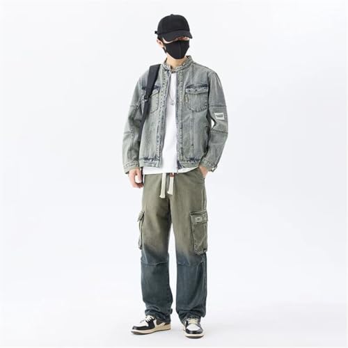 Men's Retro Nostalgic Style Jeans Wide Leg Workwear Fashionable Loose Straight Trousers2
