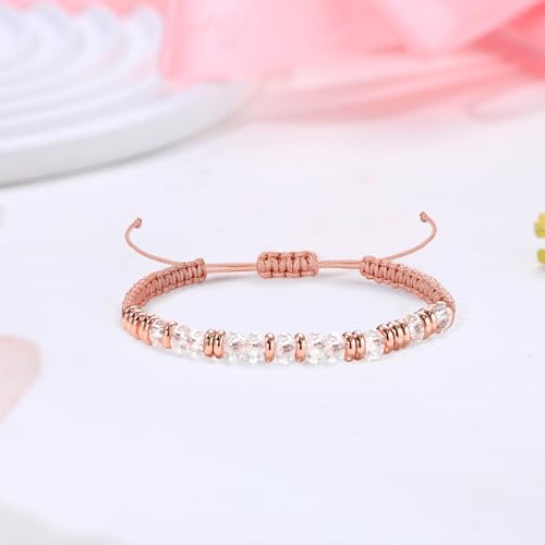 Btysun Morse Code Bracelets for Women Christmas Gift Stocking Stuffers for Teens Pink Braided Bracelets Inspirational Best Friend Birthday Gifts for Her High School Graduation Gifts for Her 2025 Mom Bracelet Jewelry