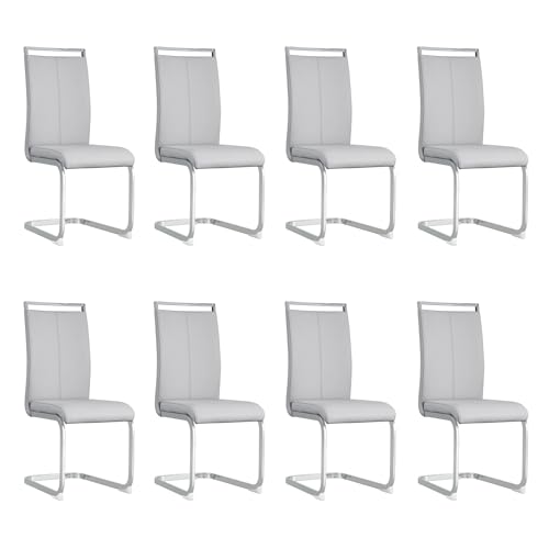 Image of Baysitone Modern Dining Chairs Set of 8, Side Dining Room Chairs, High Back Kitchen Chairs with Faux Leather Padded Seat for Dining Room,Kitchen, Living Room Gray