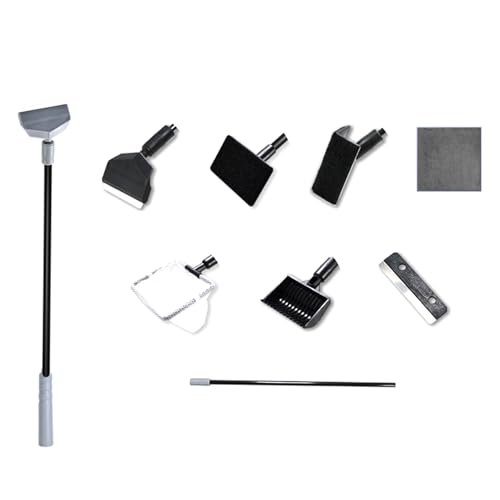 水族館クリーニングツールキット 5イン1 水槽クリーニングツール 長い伸縮棒付き 藻類スクレーパー 砂利熊手 直角スポンジ フラットスポンジ フィッシュネット