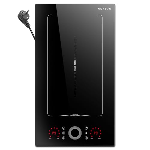 NOXTON Placa induccion 2 Fuegos 30cm,3500W,Placa de inducción integrada, zonas flexibles, Control deslizante, temporizador de 99 minutos, bloqueo de seguridad