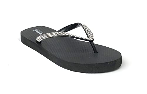 REDVOLUTION Girls' Rhinestone Sandals Platform T-Strap Jewel Sandals Beach Flip Flop3