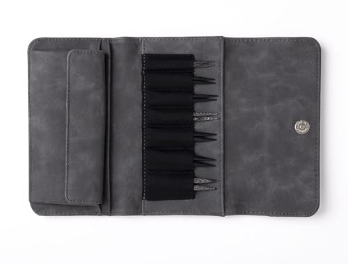 Image of Knit Picks Clark Short Interchangeable Knitting Needles Set with Case | 7 sizes of 2.75 inch long knitting needles, sizes 4-10, includes cables, stitch markers, and endcaps.