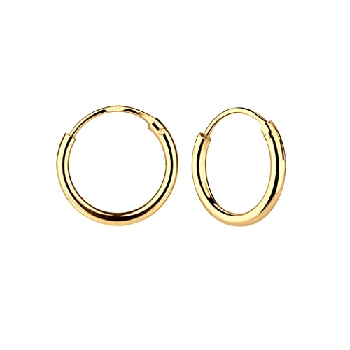 Cherished Moments Sterling Silver and 14K Gold Plated 10mm Hoop Earrings