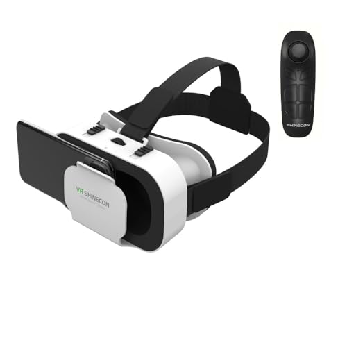 VR-Headset-with-Controller-for-iPhone-and-Android-Phones-3D-Virtual-Reality-Glasses-Adjustable-Goggles-for-Movies-and-Games47-65-Inch-Smartphones-Controller-Bundle--White VR Headset with Controller for iPhone and Android Phones, 3D Virtual Reality Glasses, Adjustable Goggles for Movies and Games4.7-6.5 Inch Smartphones (Controller Bundle – White) - Image 1