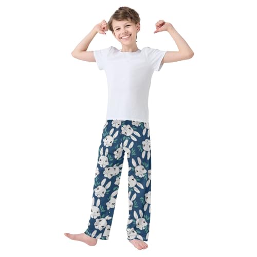 Boys' Pants Rabbit Hand Drawn Bunny Long Bottoms Jogger Pants Elastic Waist Trousers with Pockets S-XL2