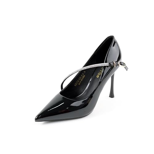 Women's Patent Pointed-Toe Heels, Cross-Strap Stiletto Pumps