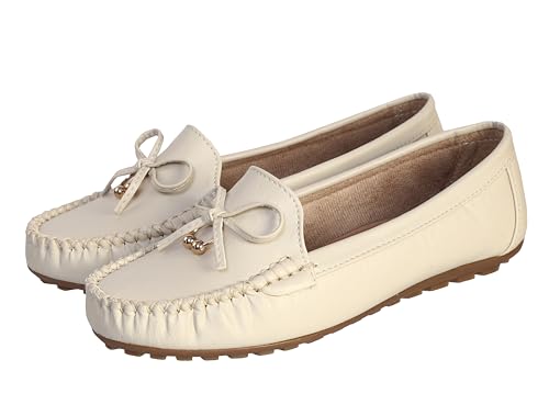 Image of CatBird Women's Slip-On Loafers | Cushioned Comfort Flats with Bow & Metal Detail | Lightweight Office & Casual Shoes | Anti-Slip Sole