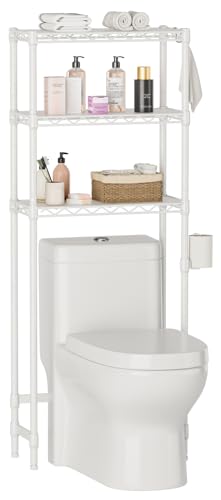 Over The Toilet Shelf,3-Tier Adjustable Freestanding Metal Bathroom Organizer Shelves with Toilet...