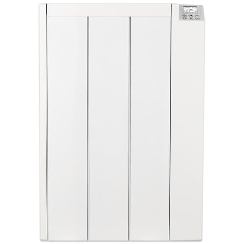 MYLEK Ceramic Panel Heater Radiator Electric with Programmable Digital Timer 600w - Aluminium Wall Mounted Freestanding Slim White, IP24 Splashproof, LOT 20 Eco Design Energy Efficient (600W) option