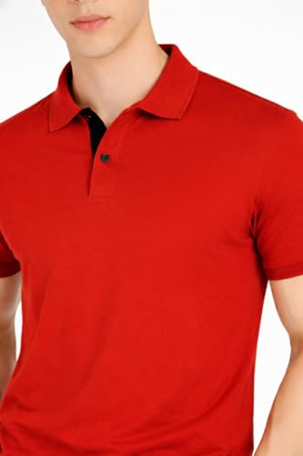 Image of Men's Solid Polo T-Shirt | Short Sleeve | Regular Fit | Soft Breathable Fabric | Casual & Smart Wear | Button Placket Collar Top |