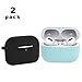 Produktbild CEEPUY Silikonhülle für Apple AirPods Pro Hülle - Unterstützt Kabelloses Laden, 2 Pack Stoßfeste Schutzhülle,[Front-LED Sichtbar],Schwarz/Babyblau