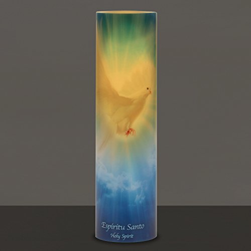 Stonebriar The Saints Collection Holy Spirit Flickering Lifelike LED Prayer Candle with Timer, Religious Home Decor, Gift Ideas for Friends and Family