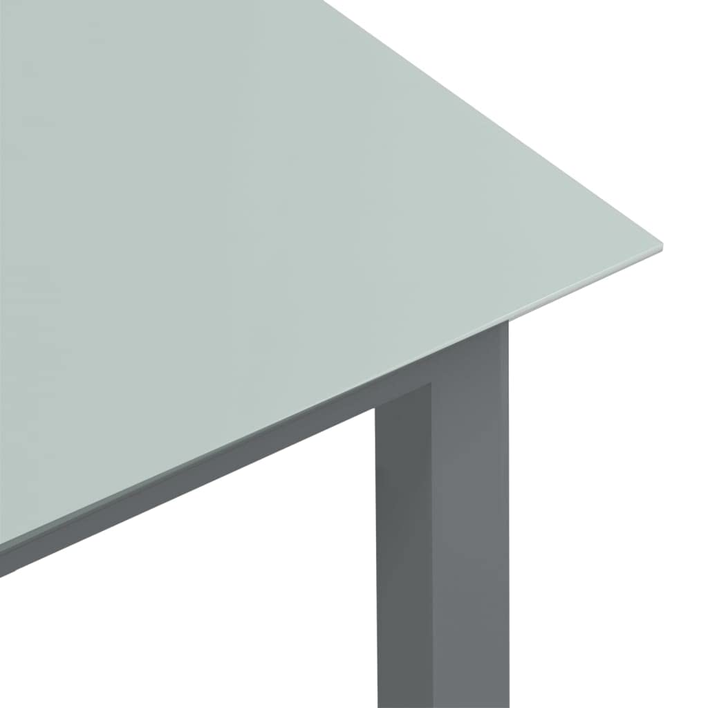 Mesa de jardín genérica gris claro, 80 x 80 x 74 cm, aluminio y vidrio, mesa exterior para patio y balcón con marco sólido y bandeja fácil de limpiar