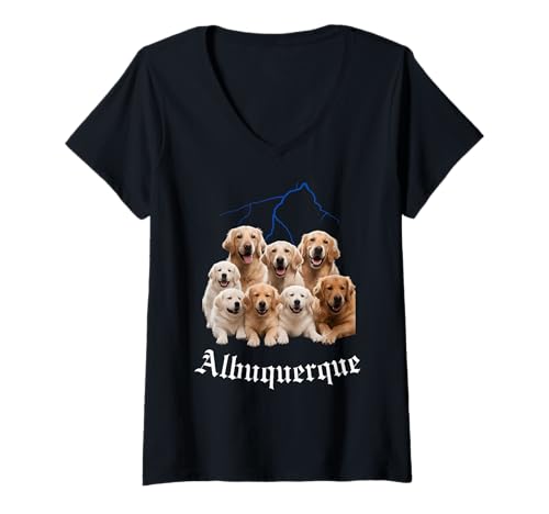 Mujer Funny Dog Golden Retriever Bootleg Albuquerque Nuevo México Camiseta Cuello V