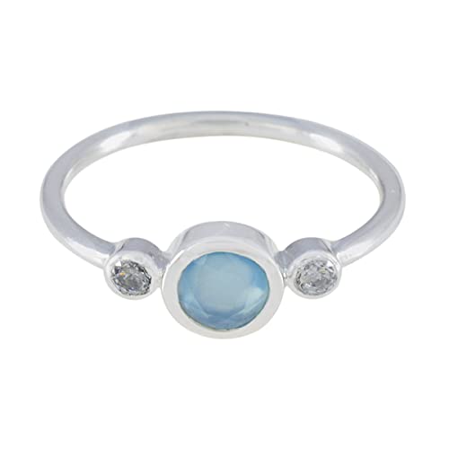 Bague en calcédoine aqua naturelle argent 925 le cadeau idéal femme