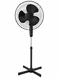 Ventilateur sur Pied Silencieux 40W – Hauteur Réglable 122cm avec Oscillation Automatique – 3 Vitesses, Tête Inclinable & Grille de Sécurité – Ventilateur Puissant pour Chambre, Salon et Bureau – Noir
