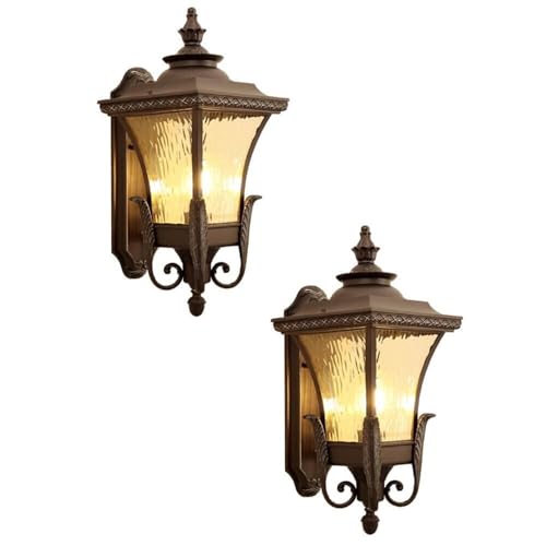 Applique murale extérieur rétro américain en aluminium et verre E27 en lot de 2