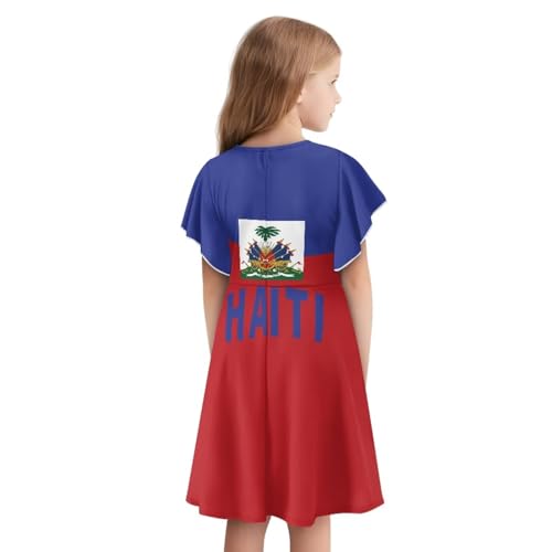 Girls Cute Dress with Ruffle Short Sleeve and A Line Swing Soft and Comfy Casual Sundress 3-14Y2