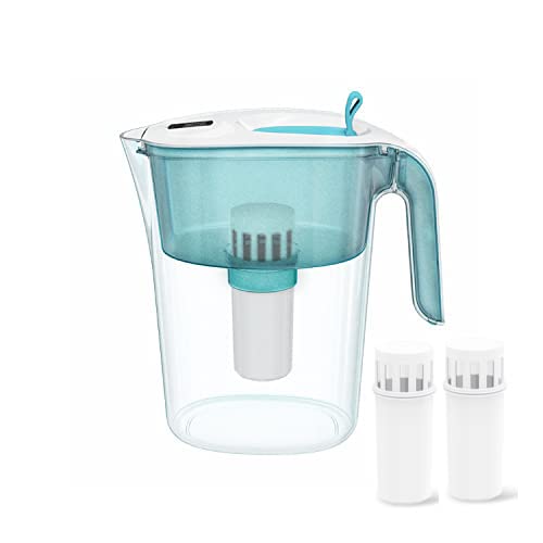 Jarra de filtro de agua jarra alcalina de filtro de agua DERMALL filtro de agua de cocina capacidad de 42 L mejora el PH 2 filtros incluidos filtro