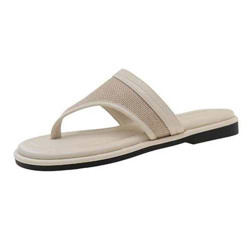 Chanclas para mujer, sandalias de verano, cómodas, suelas suaves, zapatos de playa, puntera abierta, informales, antideslizantes, transpirables, para la playa, sandalias de verano, Blanco, 40 EU