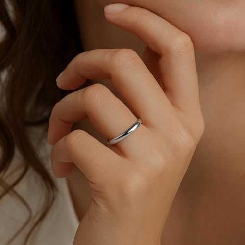 Charmsy 925 Sterling Silver Rings for Women & Men | 3MM & 7MM High Polish Classic Round Wedding Band Ring | Tarnish Resistant Plain Statement Finger Ring(Size : 5-10 No.)3