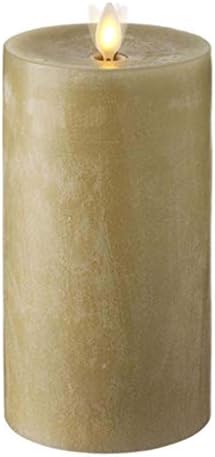Raz Imports 3.5"X7" Moving Flame Taupe Chalky Pillar Candle - Flameless Lighting Accent and Battery Operated Flickering Light Source with Timer - Fake Candles for Living Room, Patio and Bedroom