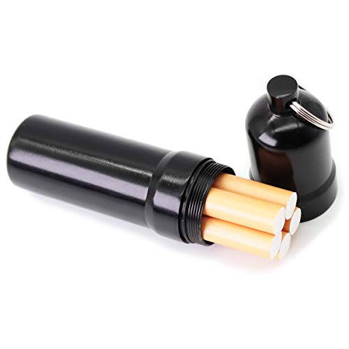 GOODOOR Waterproof Aluminum Cigarette Case Holder Keychain, Pocket Round Cigarettes Box, Mini Money