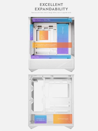 Image of darkFlash DY460 ATX Full Tower PC Case, 4 ARGB Fans, High Airflow,White | 330 Panoramic Glass, 4 ARGB PWM Fans, USB-C 10Gbps, 360mm Radiator, 400mm GPU Clearance, 10-Fan Support, PSU Chamber