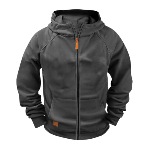 JOFOW Teen Boys Zip Up Hoodie Zipper Hooded Sweatshirt Dark Gray 7-8 Years - image 7