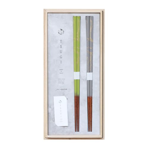 みよし漆器本舗 夫婦箸 食洗機対応 TSUGI お箸 ペア 2膳 セット 23cm 日本製 プレゼント 高級 細身 細目 おしゃれ モダン 箔押し くすみカラー 結婚祝い 還暦祝い 両親 ロゴ付き 桐箱 ギフトボックス入り 金継ぎ 大人 ギフト 贈り物 お