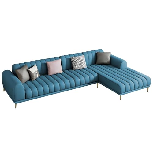 Image of Casaliving Herrick RHS 6 Seater L Shape Sofa Set with 2 Puffy for Living Room (Turquise Colour) Premium Velvet Fabric Sofa Set