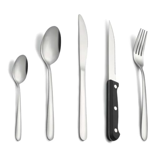 Cubiertos, Pleafind 30 piezas juego de cubiertos para 6 personas, cuberteria acero inoxidable, cuberteria plateados que incluyen cuchara, cuchillo, tenedor,cuchillo de carne, apto para lavavajillas