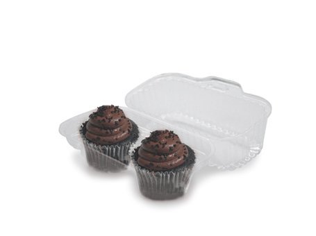 Clear Cupcake Muffin High Dome Container Box Plastic 20 Pieces (2 Compartment)