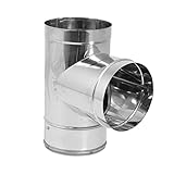 DuraVent 6DBK-TSS 6' Inner Diameter - DuraBlack Stove Pipe - Single Wall - Tee w, Stainless Steel