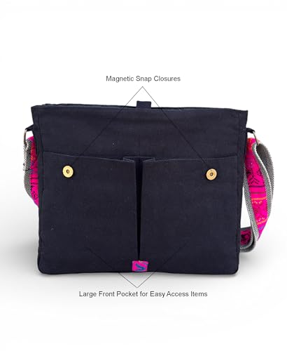 Image of The House of tara Handloom Fabric Messenger Bags for Women | Cotton Canvas Laptop Sling Bag Upto 15.6 Inches | Stylish Crossbody Sling Bag Comes with Flap Closure.